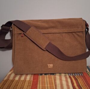 Troop London Classic Canvas Large Brown Messenger Bag Width 18" Height 13"